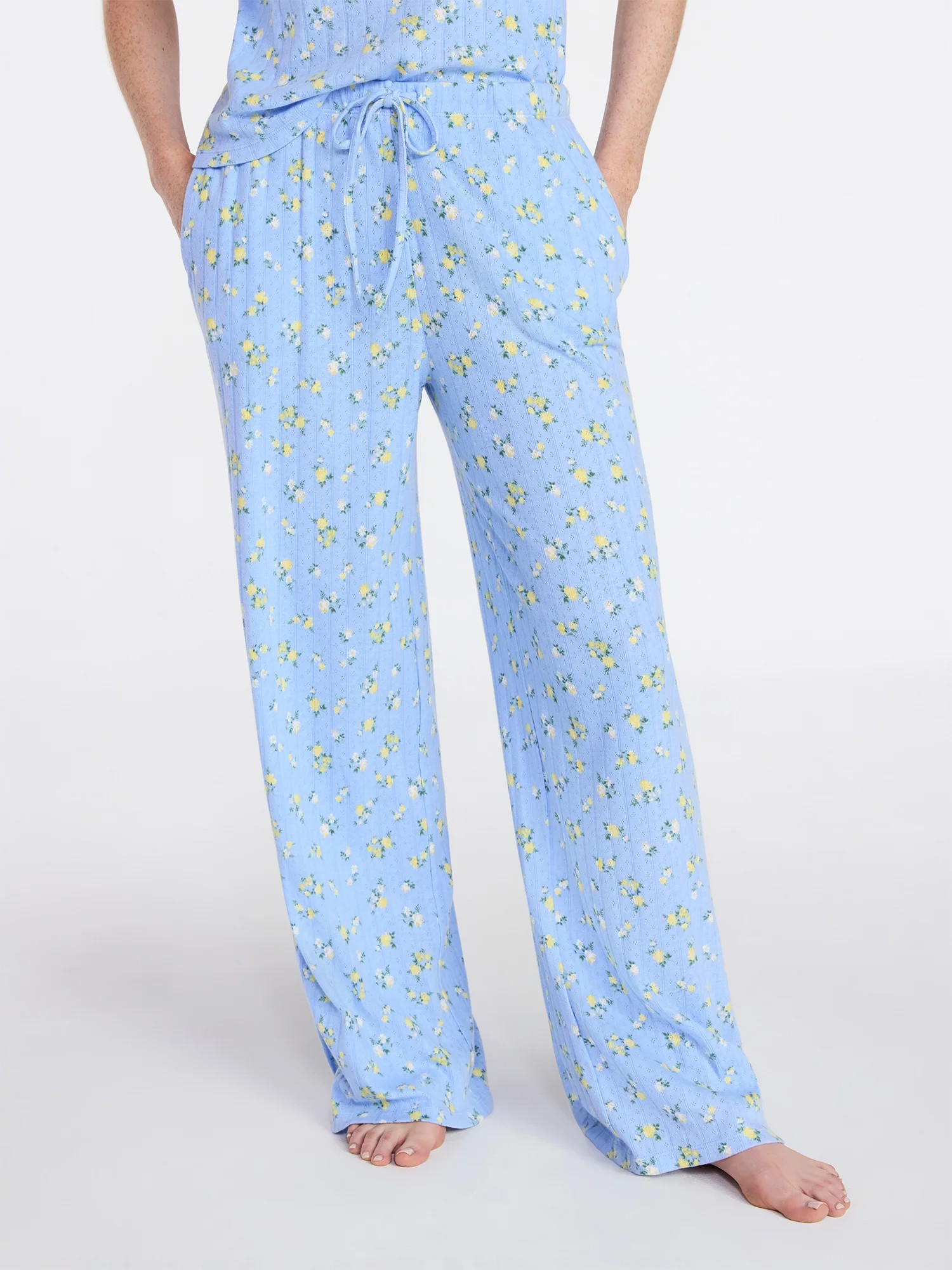 Joyspun Women’s Pointelle Knit Sleepwear Pants, 30'' Inseam, Sizes XS-3X | Walmart (US)