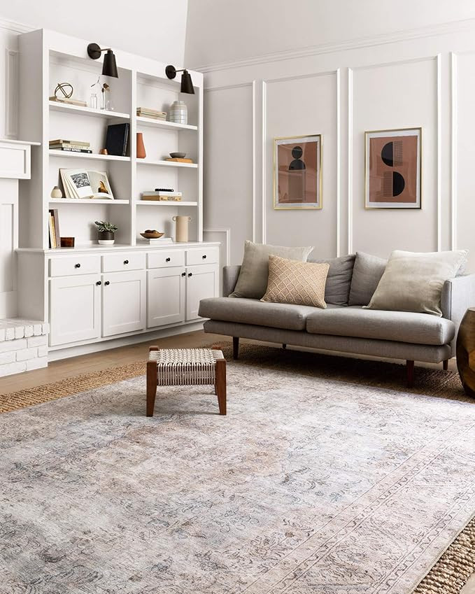 Loloi Loren Collection Vintage Printed Persian Area Rug 7'-6" x 9'-6" Silver/Slate | Amazon (US)