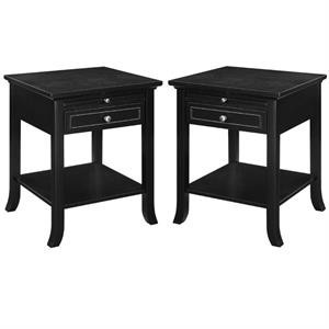 Home Square American Heritage Logan End Table in Black Wood - Set of 2 | Homesquare