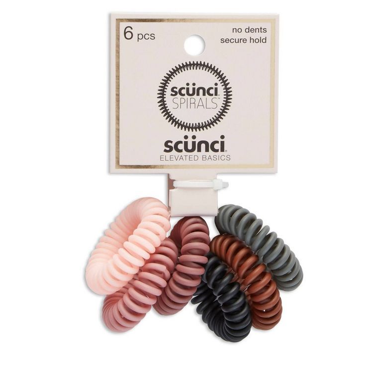 scunci Basics Spirals Matte - Pink/Brown/Black/Gray - 6pk | Target