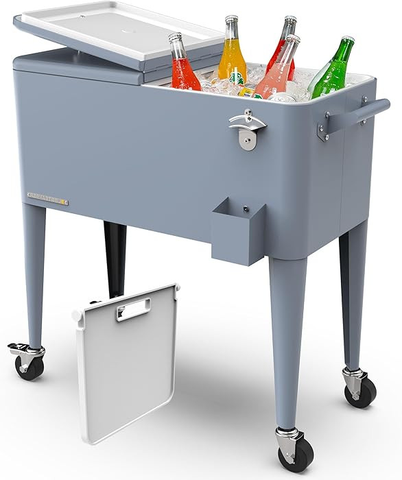Permasteel Party Cooler with Divider, Spacious 80-Qt Capacity, Chills 36hrs, Serving Tray, Rollin... | Amazon (US)
