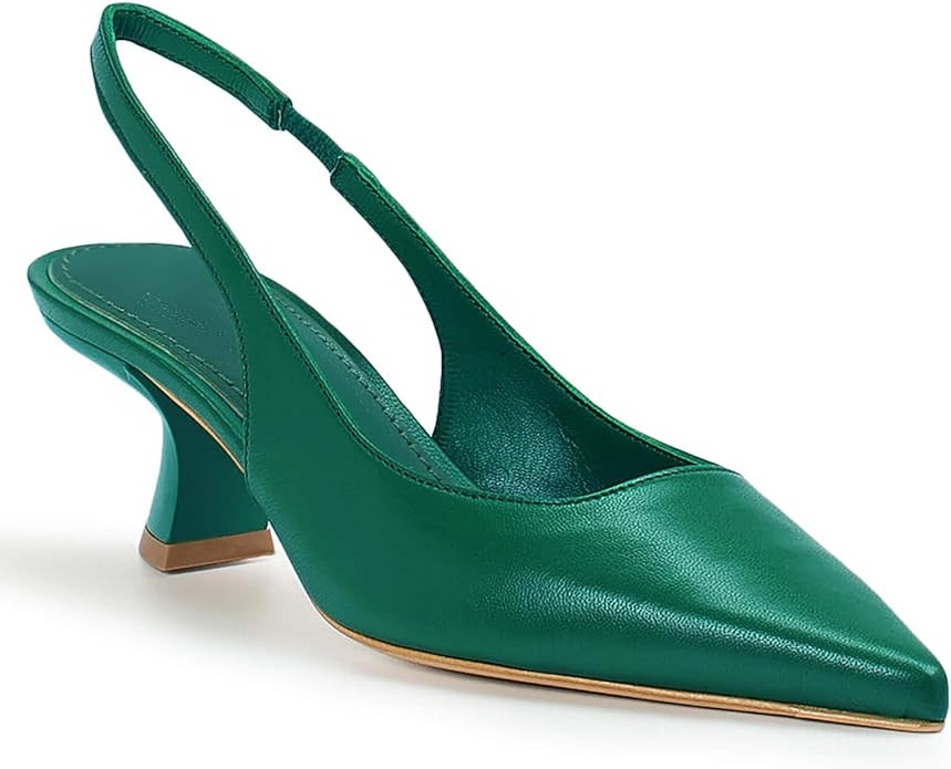 gihubafuil Women’s Low Kitten Heel Pumps Shoes Closed Pointed Toe Heels Casual Slingback Slip-o... | Amazon (US)