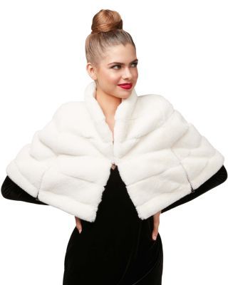 WHITE OUT FAUX FUR CAPELET WHITE | Betsey Johnson