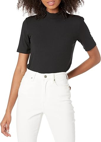 The Drop Women's Joanna Short-Sleeve Mock-Neck Ribbed T-Shirt | Amazon (US)