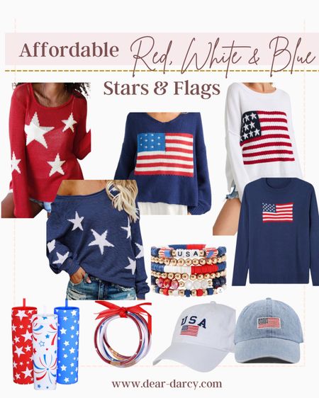 Several on sale 
Affordable red white & Blue
❤️🤍💙

Star sweaters 
American flag sweaters

USA hats 

❤️🤍💙 Bracelets 
USA cups 

#LTKSaleAlert #LTKStyleTip #LTKFindsUnder50