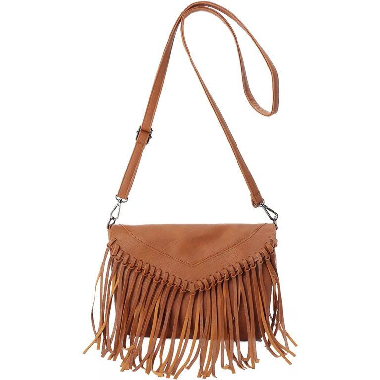 YOUI-GIFTS Women PU Leather Hobo Fringe Tassel Cross Body Bag Vintage Shoulder Handbag for Girls | Walmart (US)