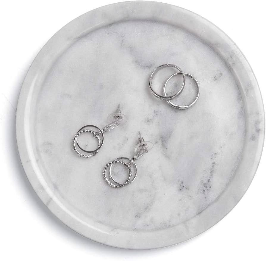 Natural Marble Stone Decorative Tray Round Plates Jewelry Ring Bracelets Dish Holder for Counter,... | Amazon (CA)