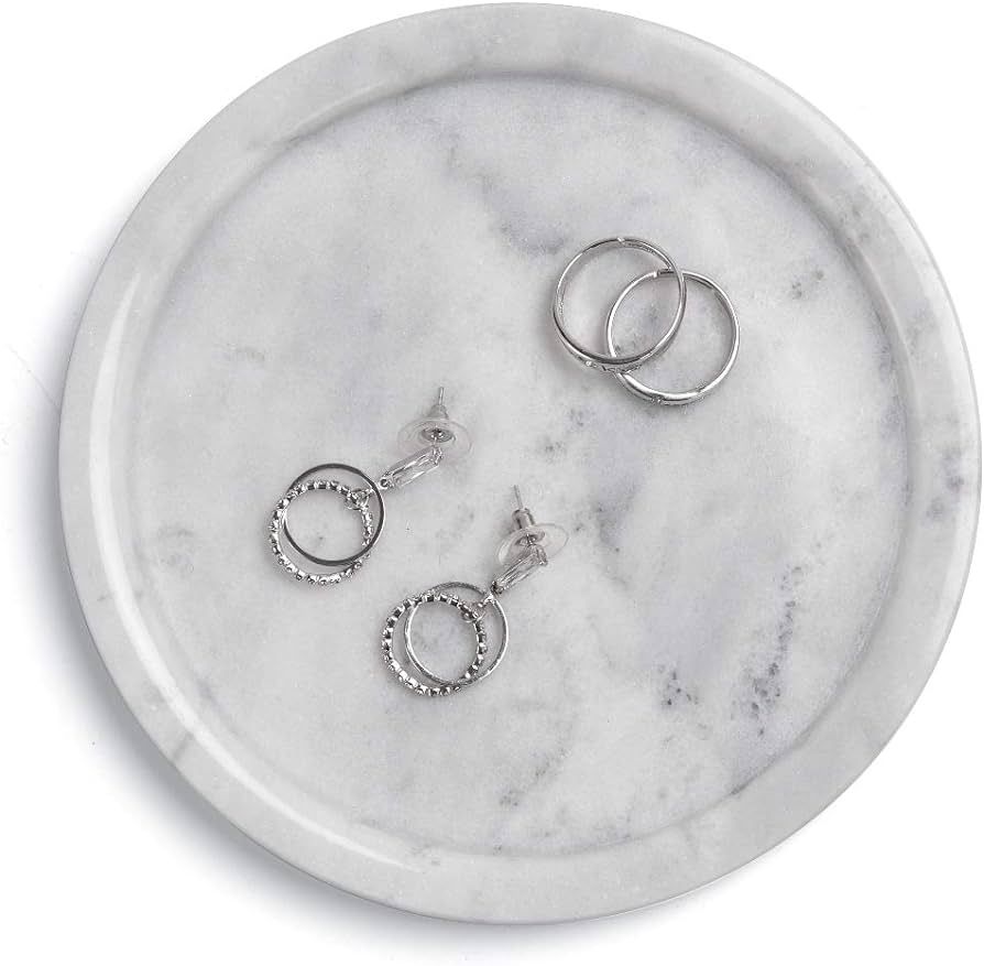 Natural Marble Stone Decorative Tray Round Plates Jewelry Ring Bracelets Dish Holder for Counter,... | Amazon (US)