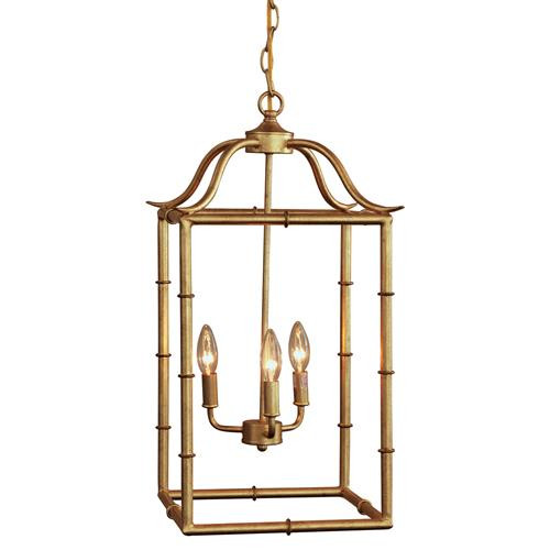 Tania Coastal Beach 3 Arm Hand Finished Gold Leaf Chandelier | Kathy Kuo Home