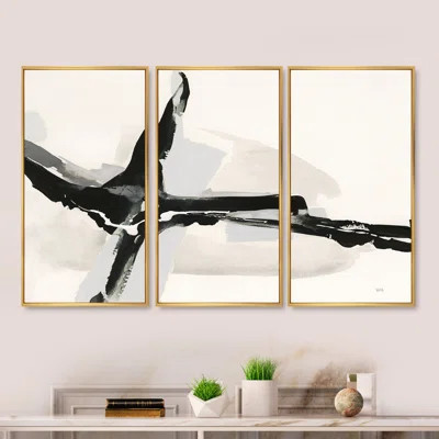 Abstract Neutral I - Modern & Contemporary Framed Canvas Wall Art Set Of 3 | Wayfair Professional