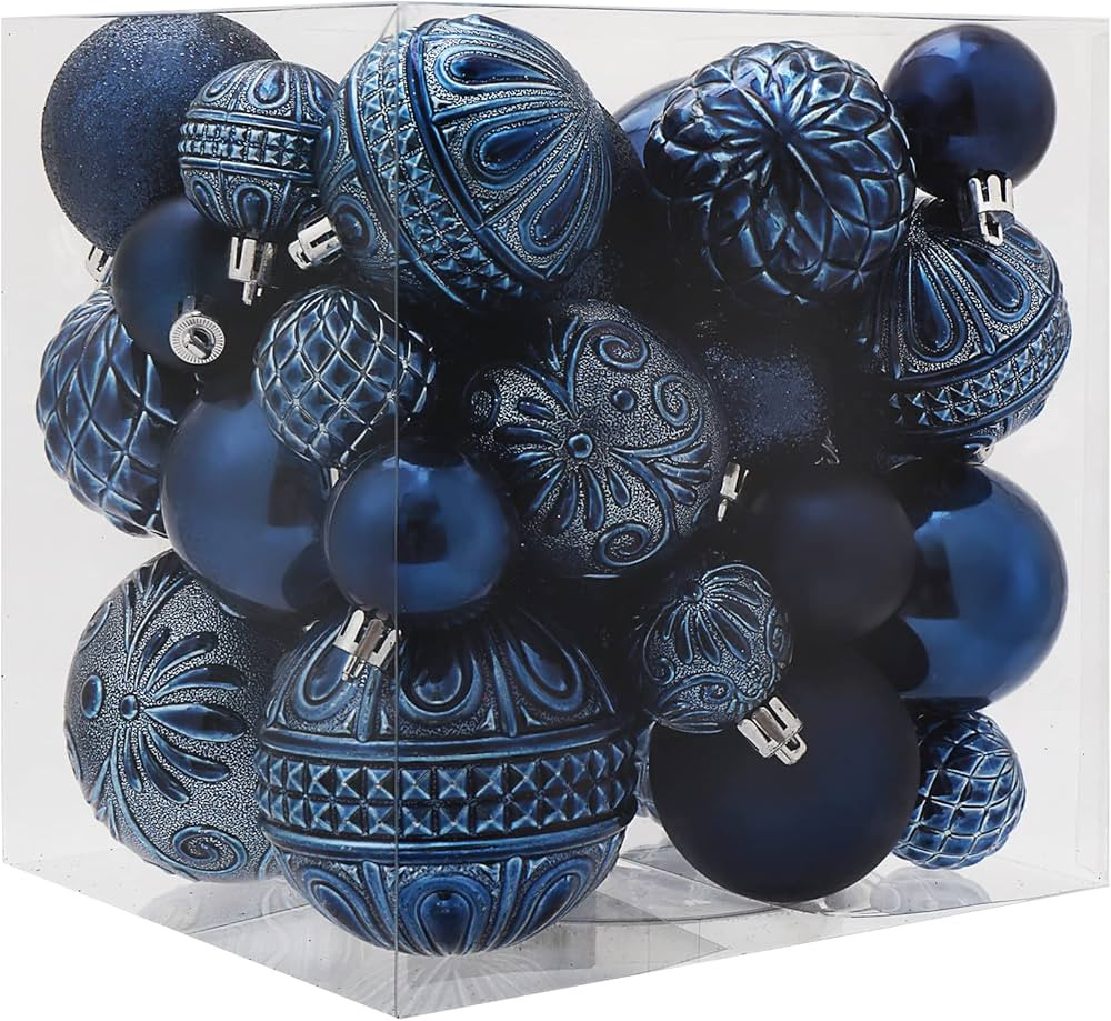 Christmas Ball Ornaments Navy Blue Christmas Tree Decorations with Hang Rope-36pcs Shatterproof C... | Amazon (US)