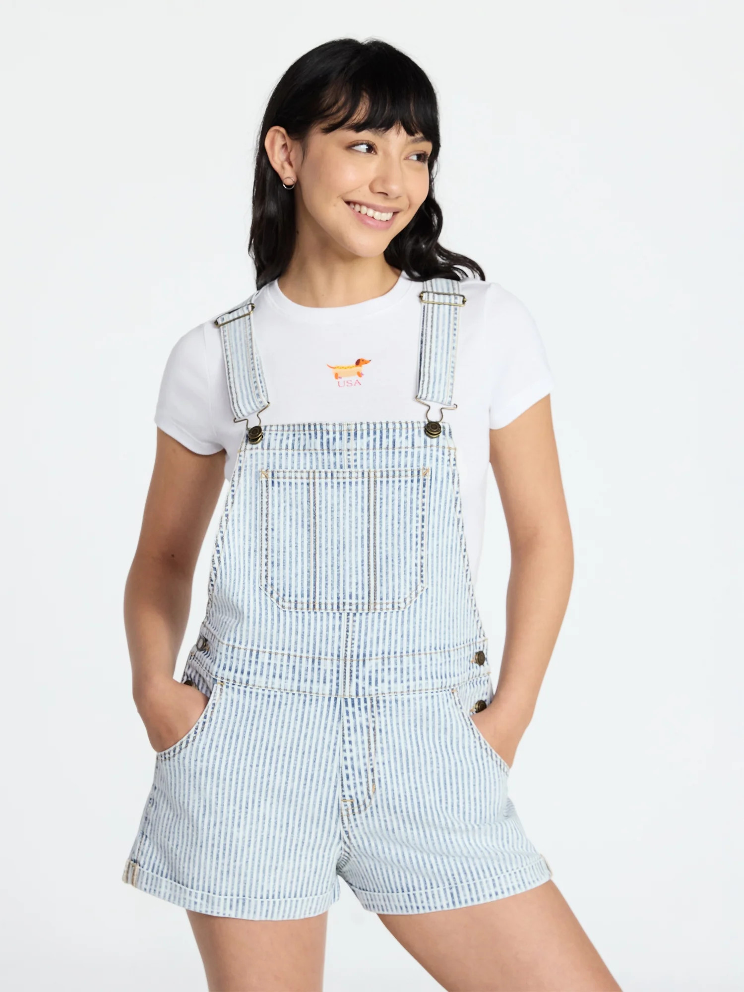 No Boundaries Denim Shortalls, 3" Inseam, Women's Sizes XXS-XXL | Walmart (US)