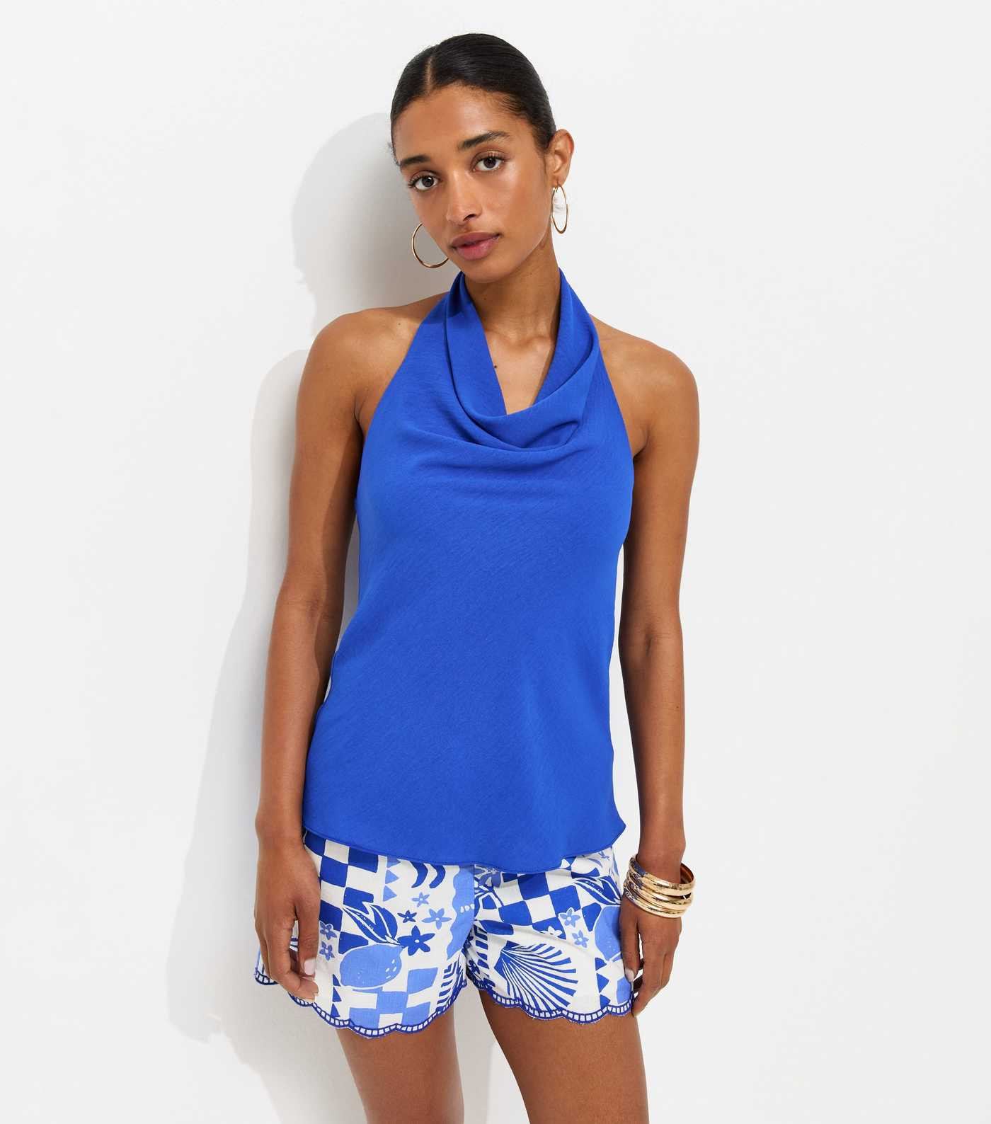 Bright Blue Cowl Halter Neck Top | New Look | New Look (UK)