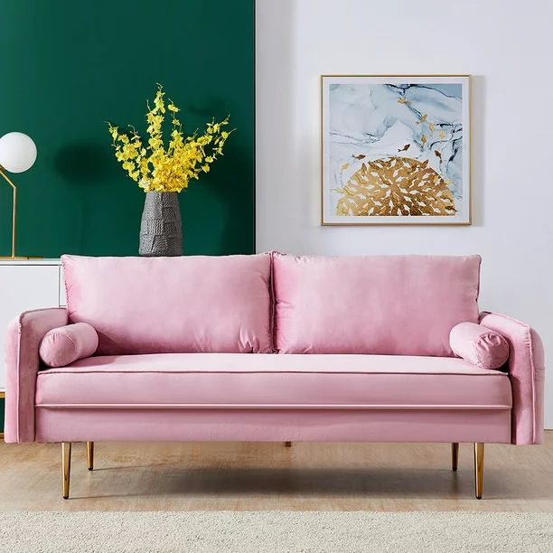 Hommoo 70" Mid Century Sofa, Modern Couch for Living Room, Bedroom, Small Spaces, Pink | Walmart (US)