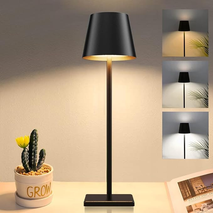 Cordless Table lamp, 5200mAh Battery Operated Lamp,3 Color Stepless Dimming Desk Lamp, IP54 Water... | Amazon (US)