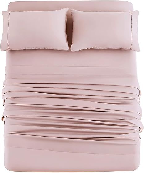 Mohap Bed Sheet Set 4 Piece Bedding Sheets & Pillowcases Set Brushed Microfiber Soft Bedding Fade... | Amazon (US)