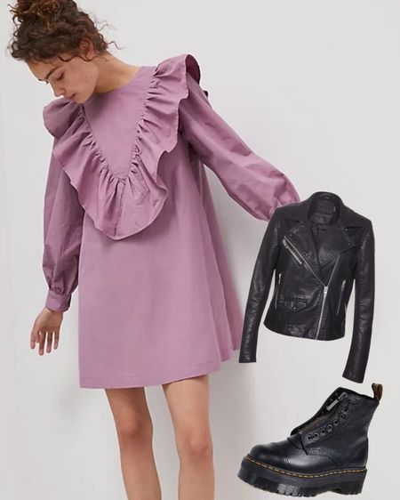 Want to take a girly ootd like todays ruffle dress and make it a little edgier?

Of course you do!

Try mixing it up with some platform Docs and a leather jacket  

#LTKstyletip #LTKU #LTKshoecrush