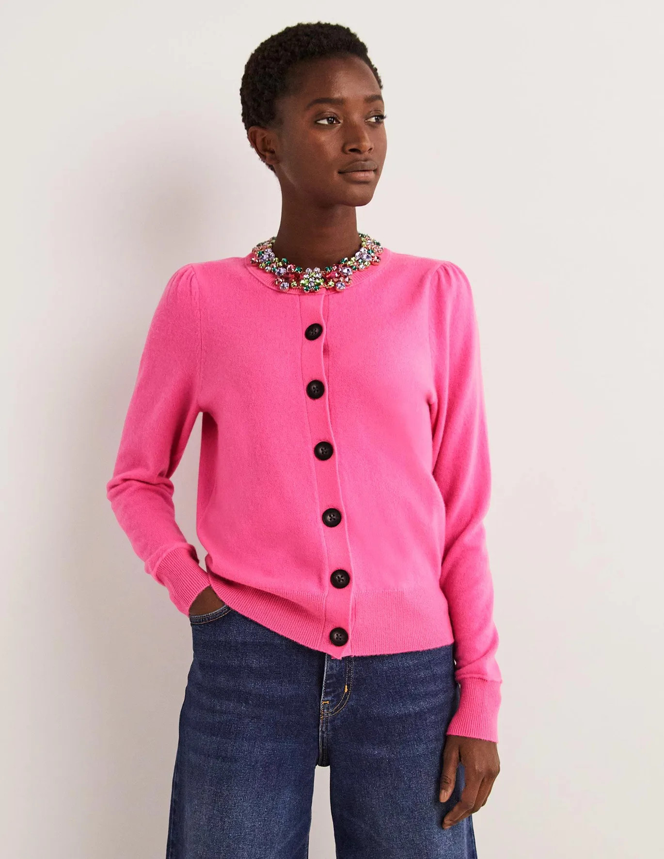 Cashmere Crew Neck Cardigan | Boden (US)