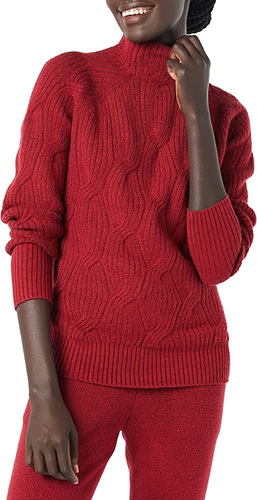 Amazon Essentials Women's Soft Touch Funnel Neck Cable Sweater | Amazon (US)