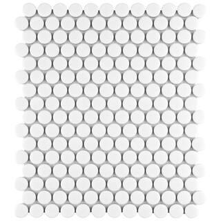 Merola Tile Metro Penny Matte White 10 in. x 12 in. Porcelain Floor and Wall Mosaic Tile (8.0 sq.... | The Home Depot