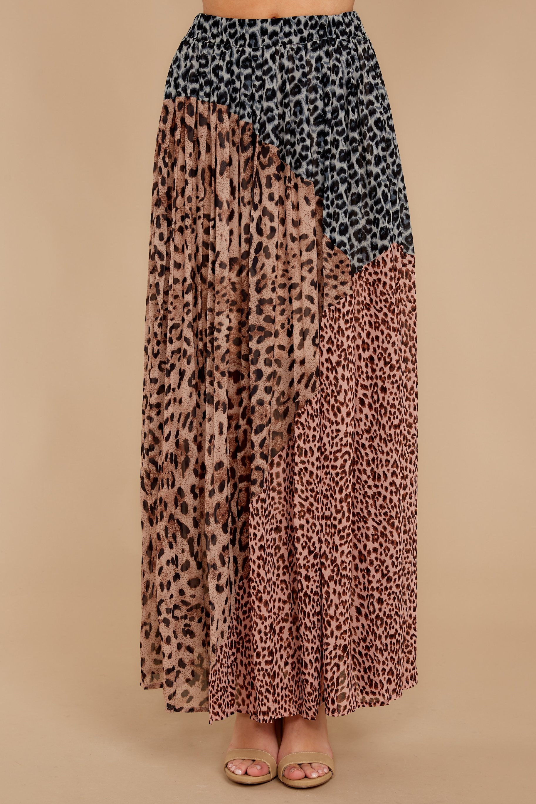 Fierce And Free Tan Multi Leopard Print Skirt | Red Dress 