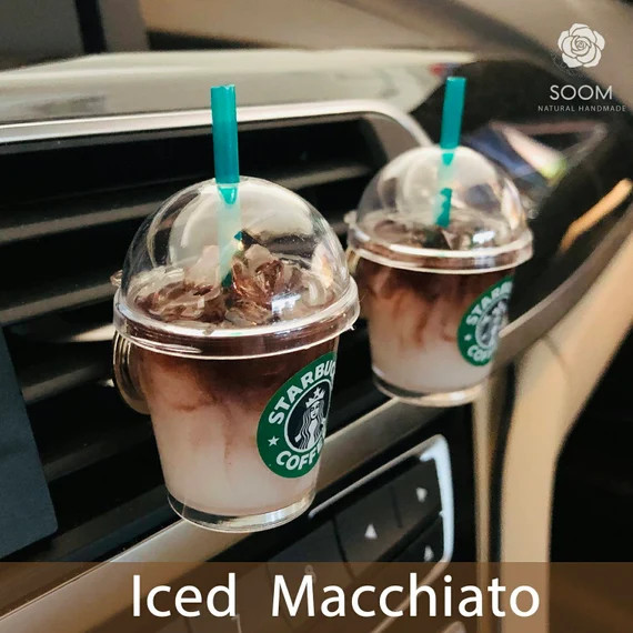 Miniature Starbucks cup Strawberry Pink Drink/Car accessories/Mask holder for car/ Boba clip bubb... | Etsy (US)