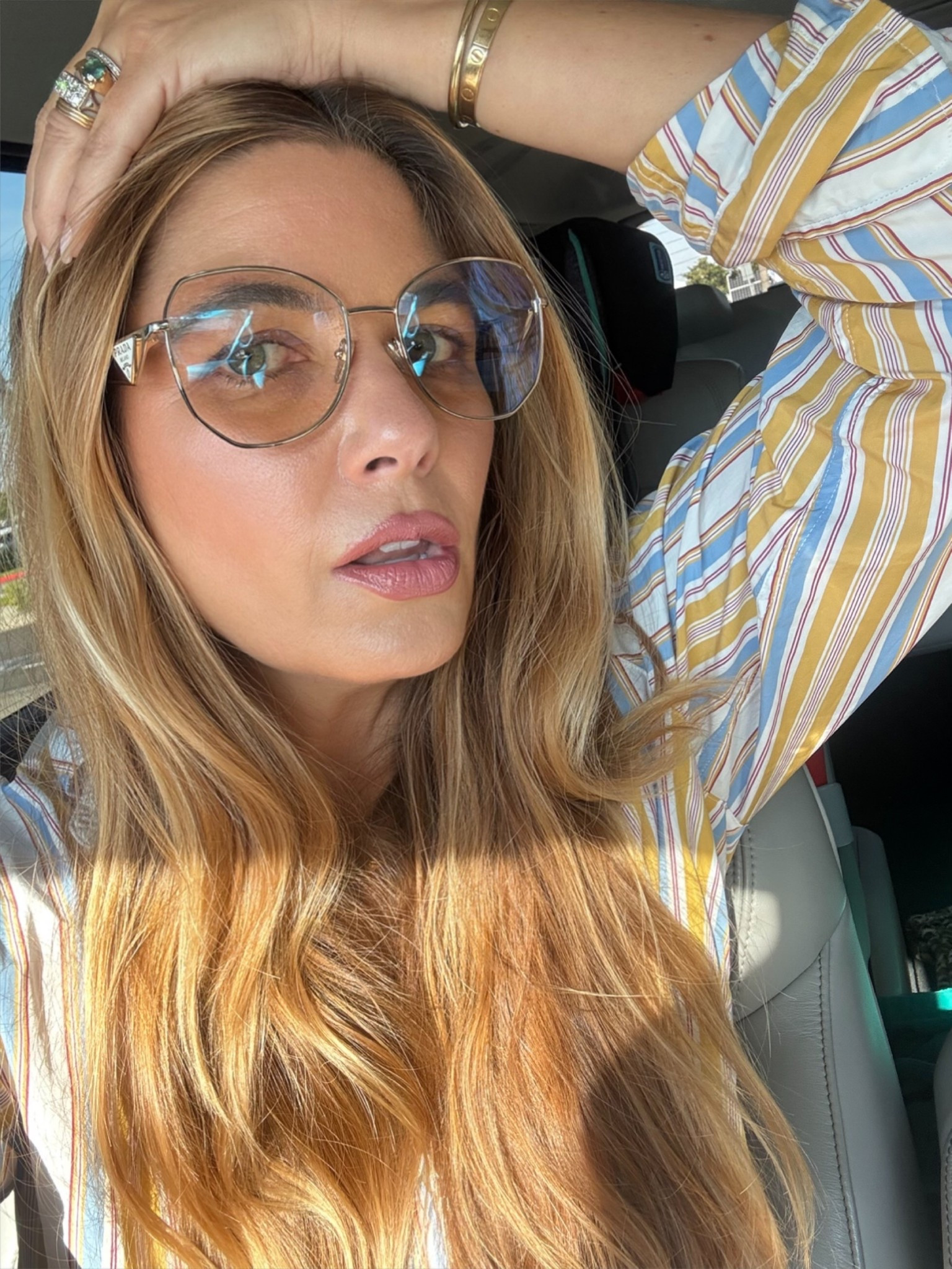 I love the lightly tinted, blue blocking lenses of these glasses. So chic. 👓💎 shirt size medium and on sale. Lip: Armani 503

#LTKCyberWeek