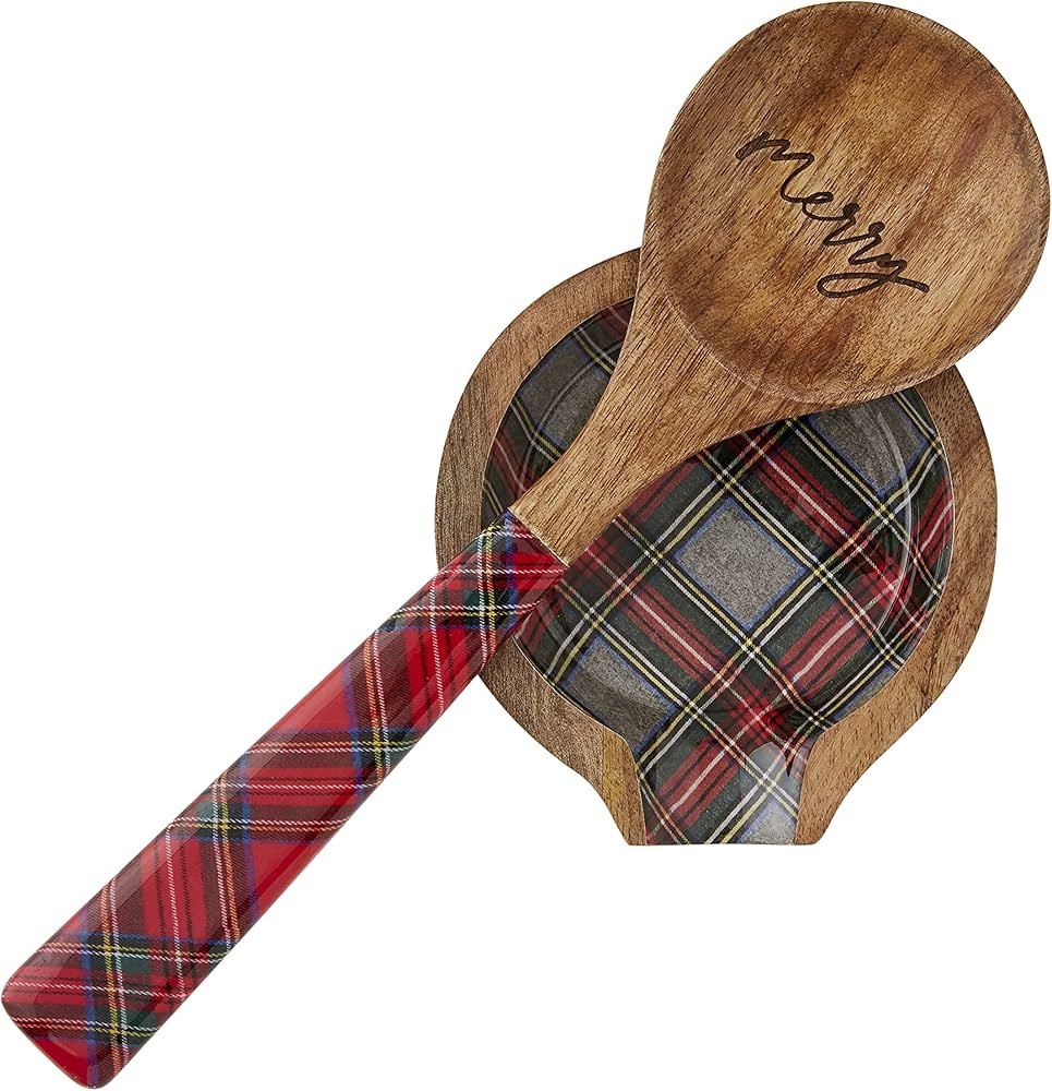 Mud Pie, Tartan, 11 1/2" 5 1/4" x 5" Christmas Spoon Rest Set | Amazon (US)