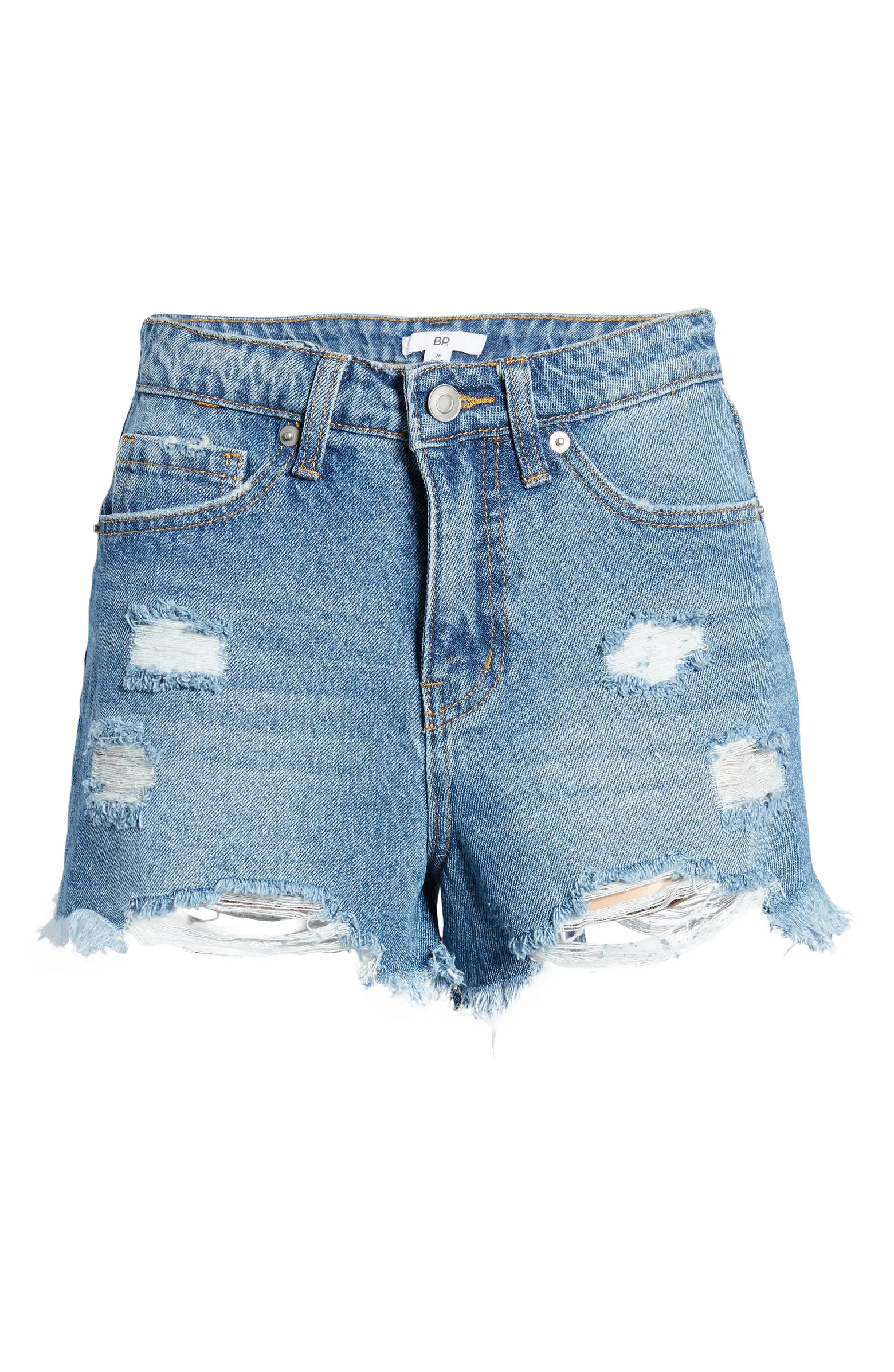 Ripped High Waist Denim Mom Shorts | Nordstrom