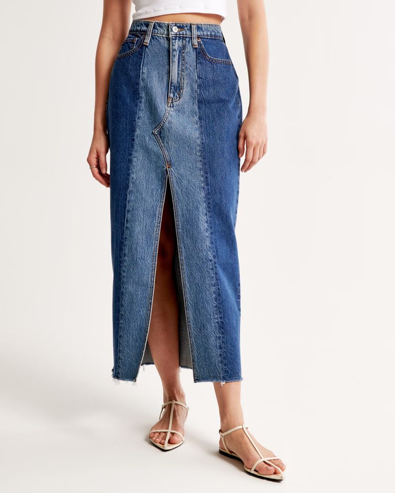 Women's Workwear Denim Maxi Skirt | Women's Bottoms | Abercrombie.com | Abercrombie & Fitch (US)