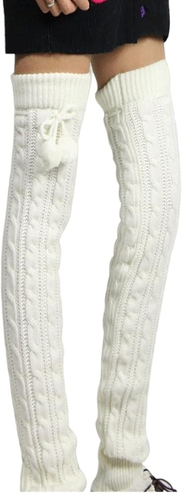 Slivery Color Women's Fashion Winter Leggings Boots Long Leg Warmer Knit Crochet Socks Knitted Wa... | Amazon (US)