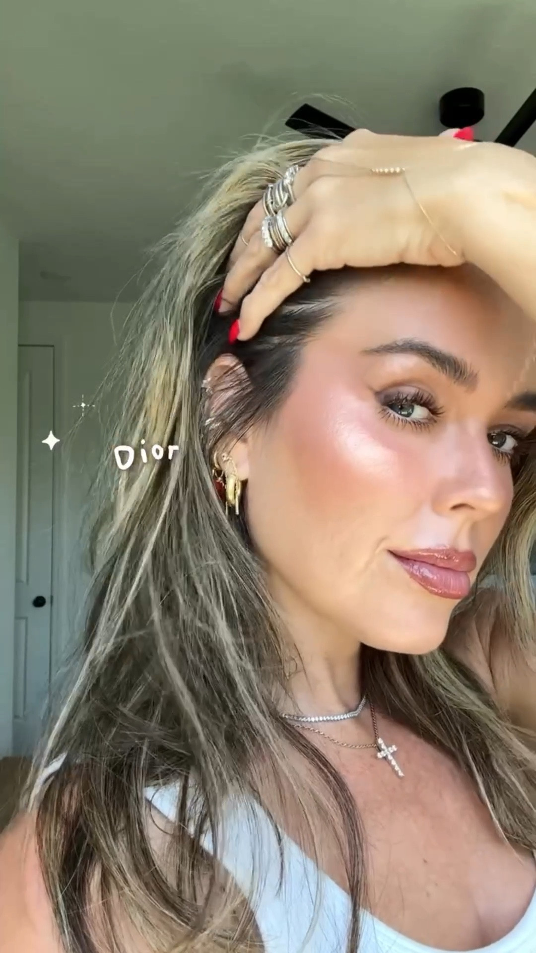 Dior forever star filter shade 3
Dior foundation stick shade 2.5 neutral 
Dior bronzer stick shade 3 light medium
Dior forever nude bronze shade 04 warm 
Dior rosy glow blush shade 077 candy 
Dior forever glow highlighter shade 01 nude halo 
Dior lip maximizer gloss shade 001 pink 

#LTKBeauty #LTKgrwm #LTKmorningroutine