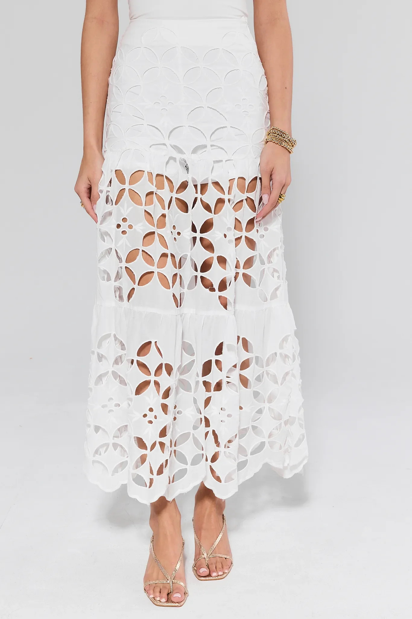 Cynthia White Cutout Maxi Skort | Avara
