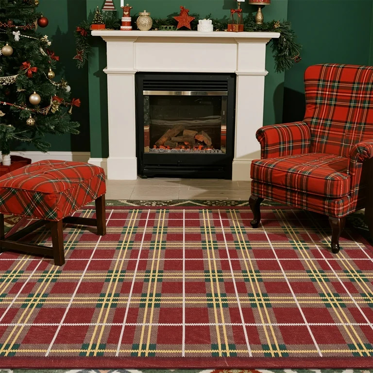 RUGKING Plaid Christmas Rug 4x6 for Living Room Bedroom Holiday Decorative Rug for Dining Room Fo... | Walmart (US)