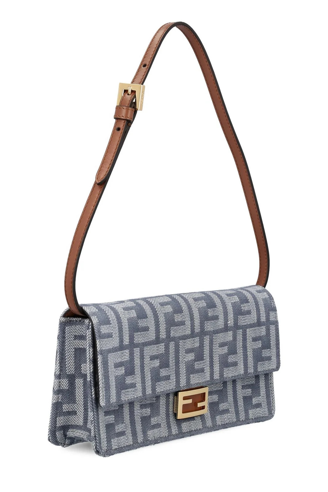 Fendi Baguette FF Jacquard Chain-Linked Wallet | Cettire Global