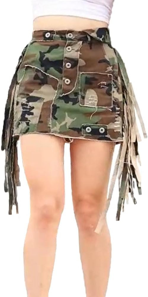 Camo Skirts for Women High Waisted Maxi Mini Skirt with Pocket Camouflage Long Skirt with high Sp... | Amazon (US)