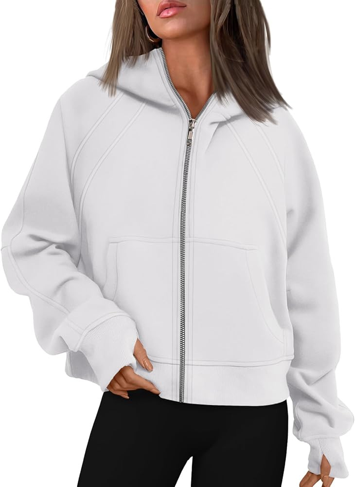 WYNNQUE Womens Zip Up Cropped Hoodies Fleece Full Zipper Sweatshirts Pullover Winter Clothes Swea... | Amazon (US)