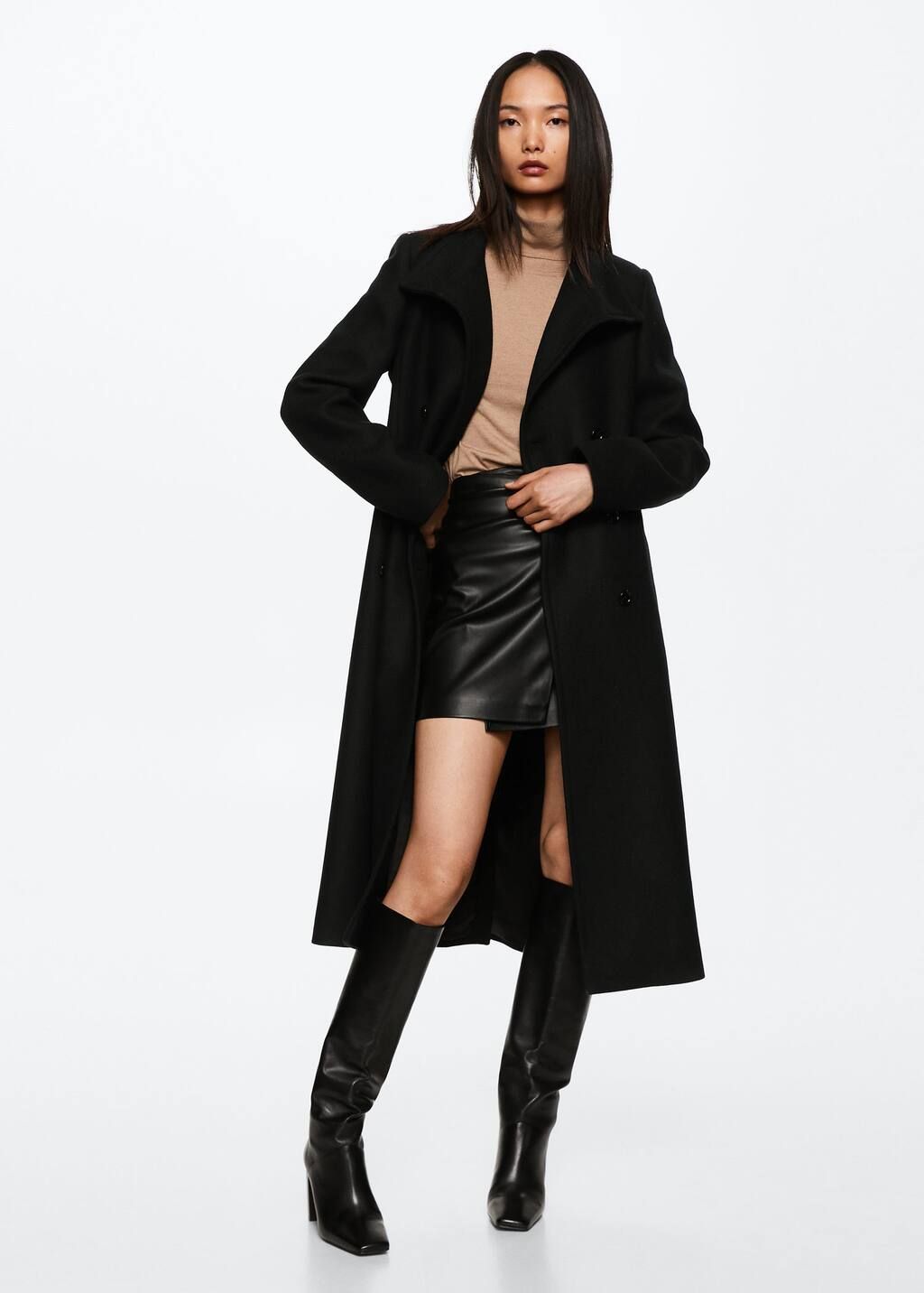 Woollen coat with belt -  Woman | Mango Canada | Mango Canada