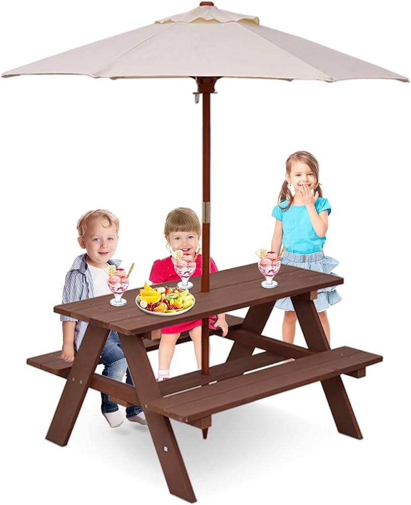 Kids Picnic Table, Large, Walnut | Amazon (US)