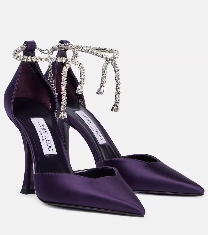 Jimmy Choo Stevie 100 embellished satin pumps | Mytheresa (UK)