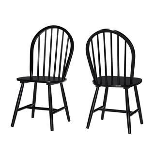 Noble House Declan Black Wood Dining Chair (Set of 2) 17116 | The Home Depot