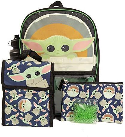 Star Wars Mandalorian Baby Yoda Backpack Set for Kids, 16 inch, 5 Piece Value Set | Amazon (US)
