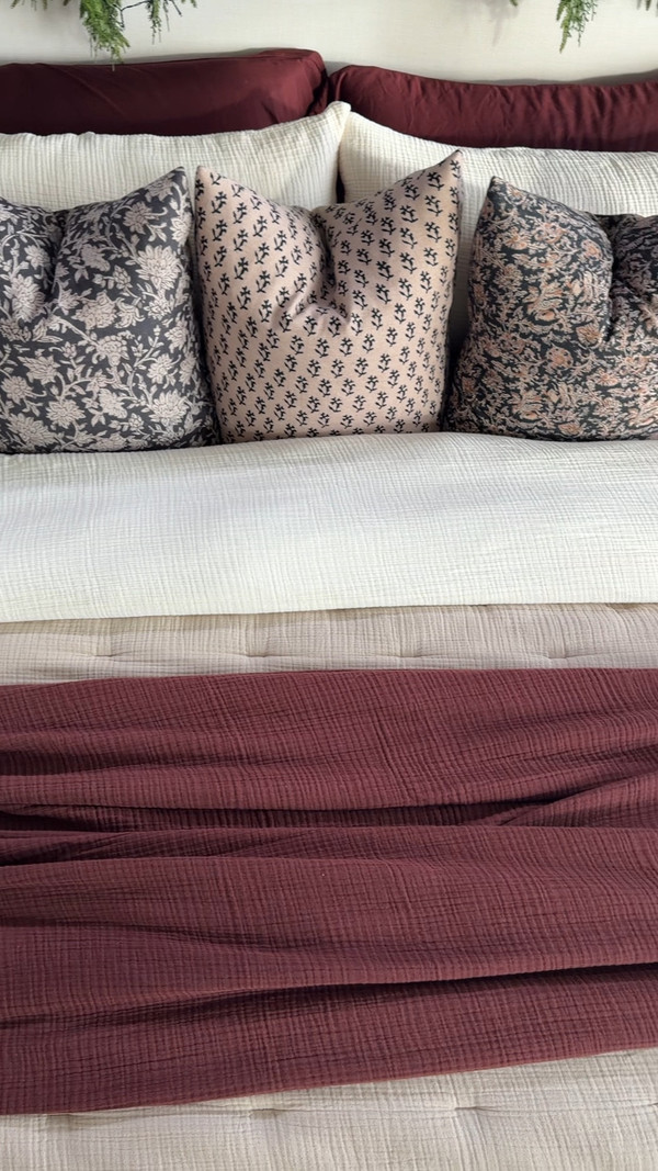 This burgundy Quince bedding might be my favorite winter update we’ve done.