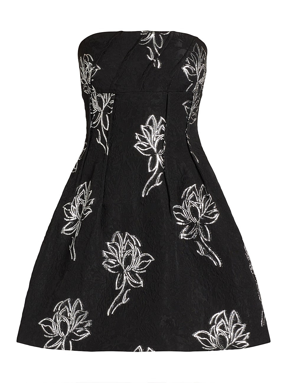 Women's Naomi Floral Jacquard Strapless Minidress - Black Silver - Size 0 | Saks Fifth Avenue