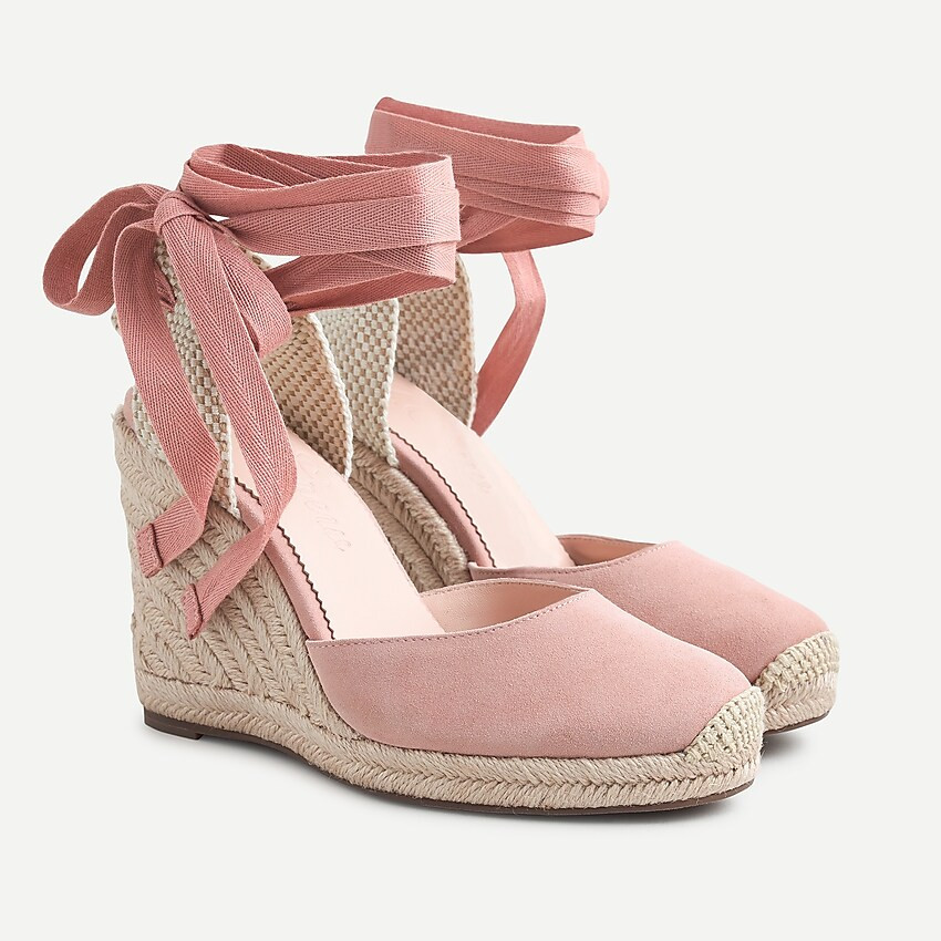 Round-toe suede espadrille wedges | J. Crew US