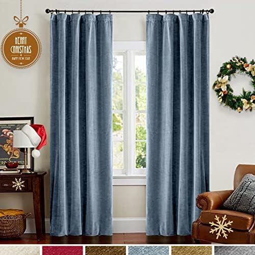 Lazzzy Velvet Curtains Blue 95 Inch Length Heavy Duty Drapes Room Darkening Thermal Insulated Cur... | Amazon (US)