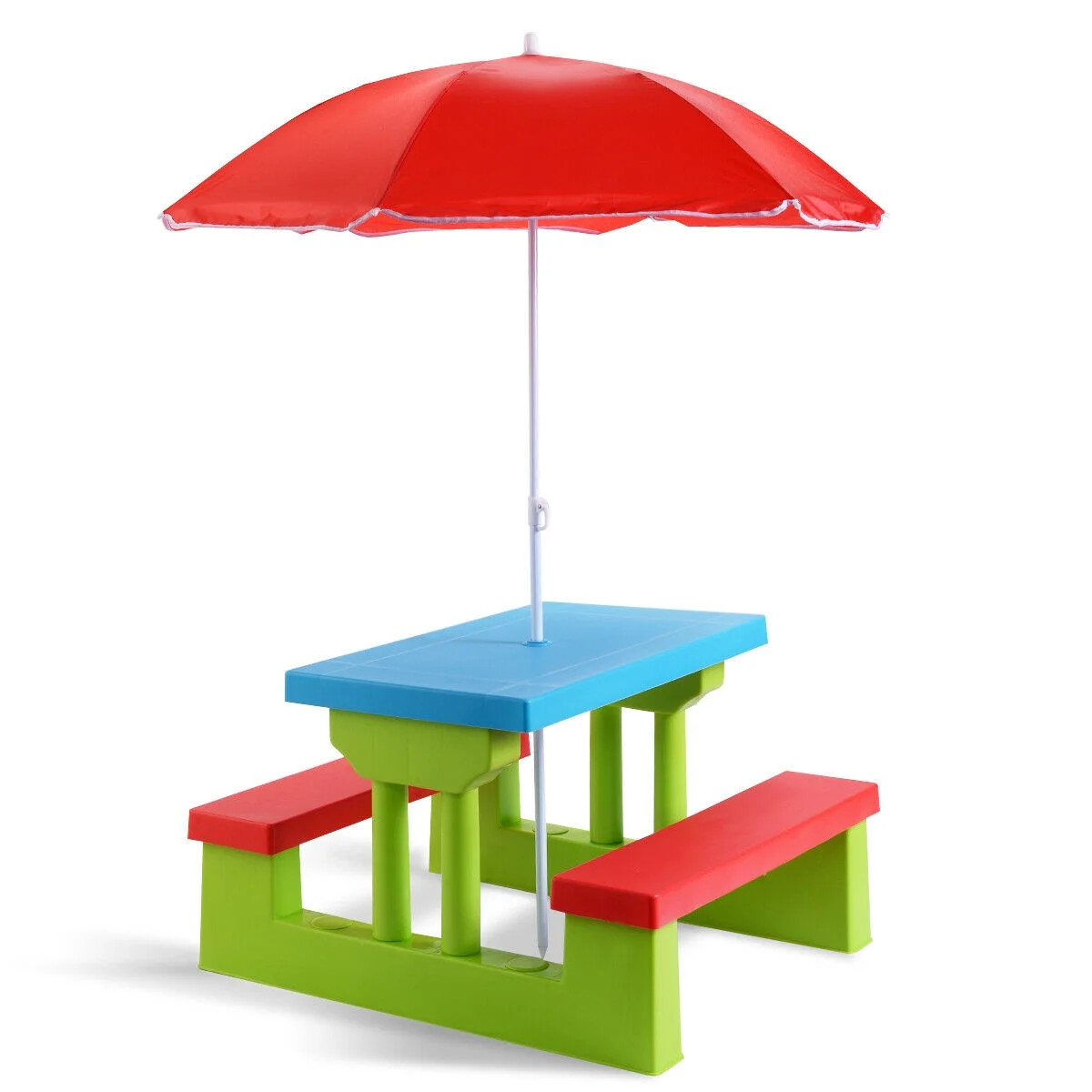 Costway 4 Seat Kids Picnic Table w/Umbrella Garden Yard Folding Children Bench Outdoor - Walmart.... | Walmart (US)