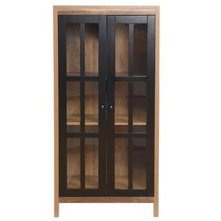 Brown and Black Accent Storage Cabinet with Doors and Shelves | The Home Depot