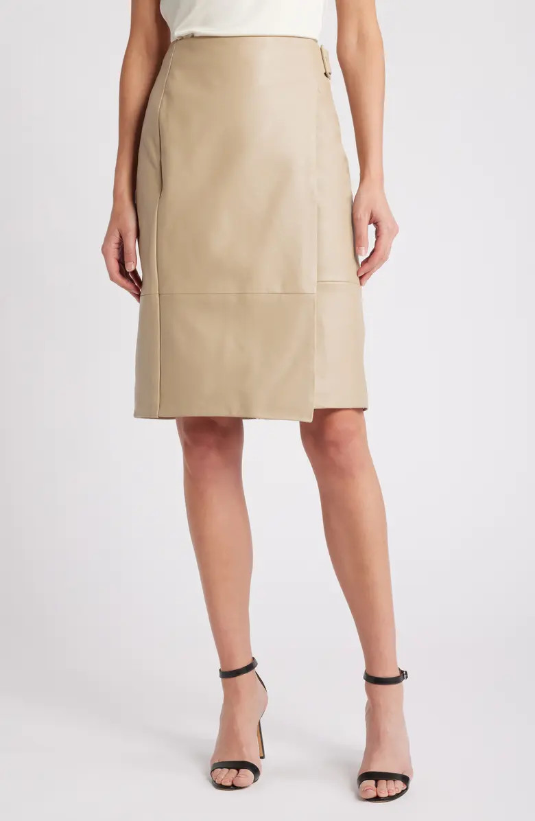 BOSS Setoya Leather Wrap Skirt | Nordstrom | Nordstrom