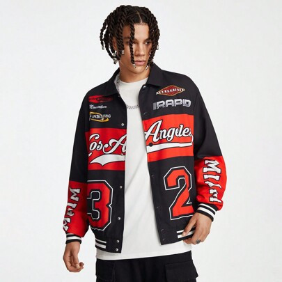 Men's Digital Print Front Button Casual Streetwear Long Sleeve Jacket & Coat | SHEIN